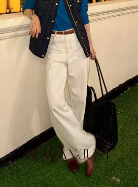 不晚BUWANJUST 【连腰】 泡菜国进口花纱粗纹理质感牛仔裤B1111