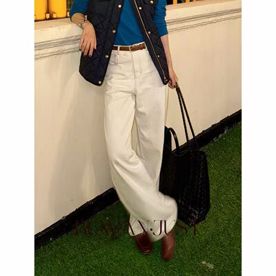 不晚BUWANJUST 【连腰】 泡菜国进口花纱粗纹理质感牛仔裤B1111