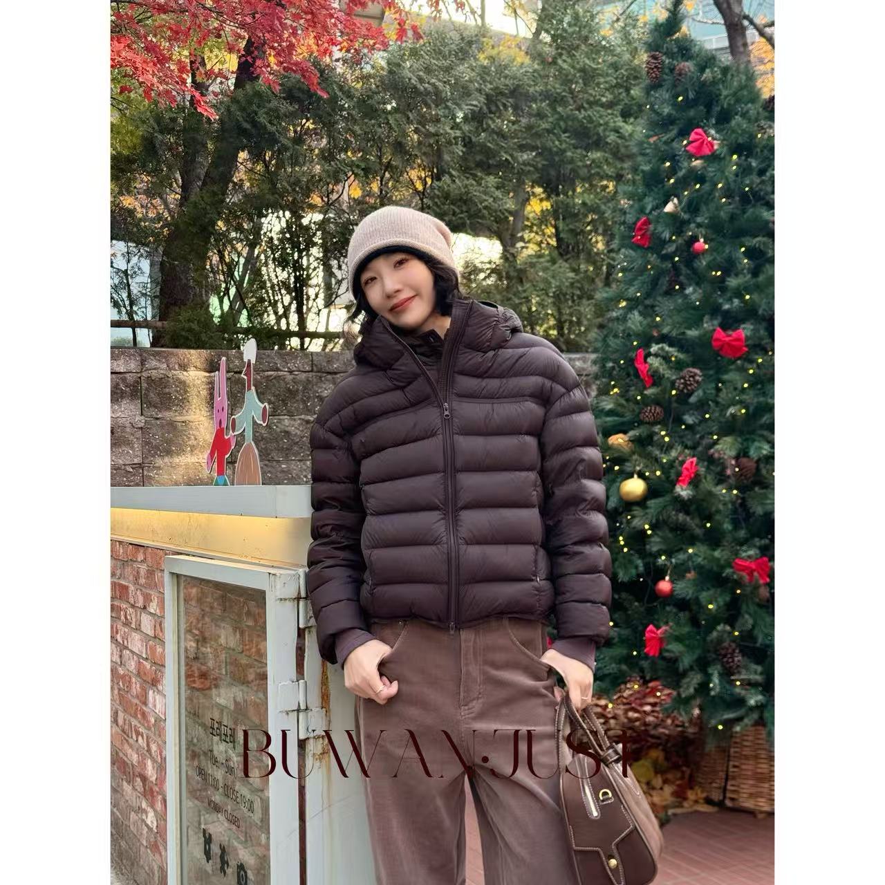 BUWANJUST高品定制排骨型絎线轻盈保暖时尚连帽羽绒服B2383