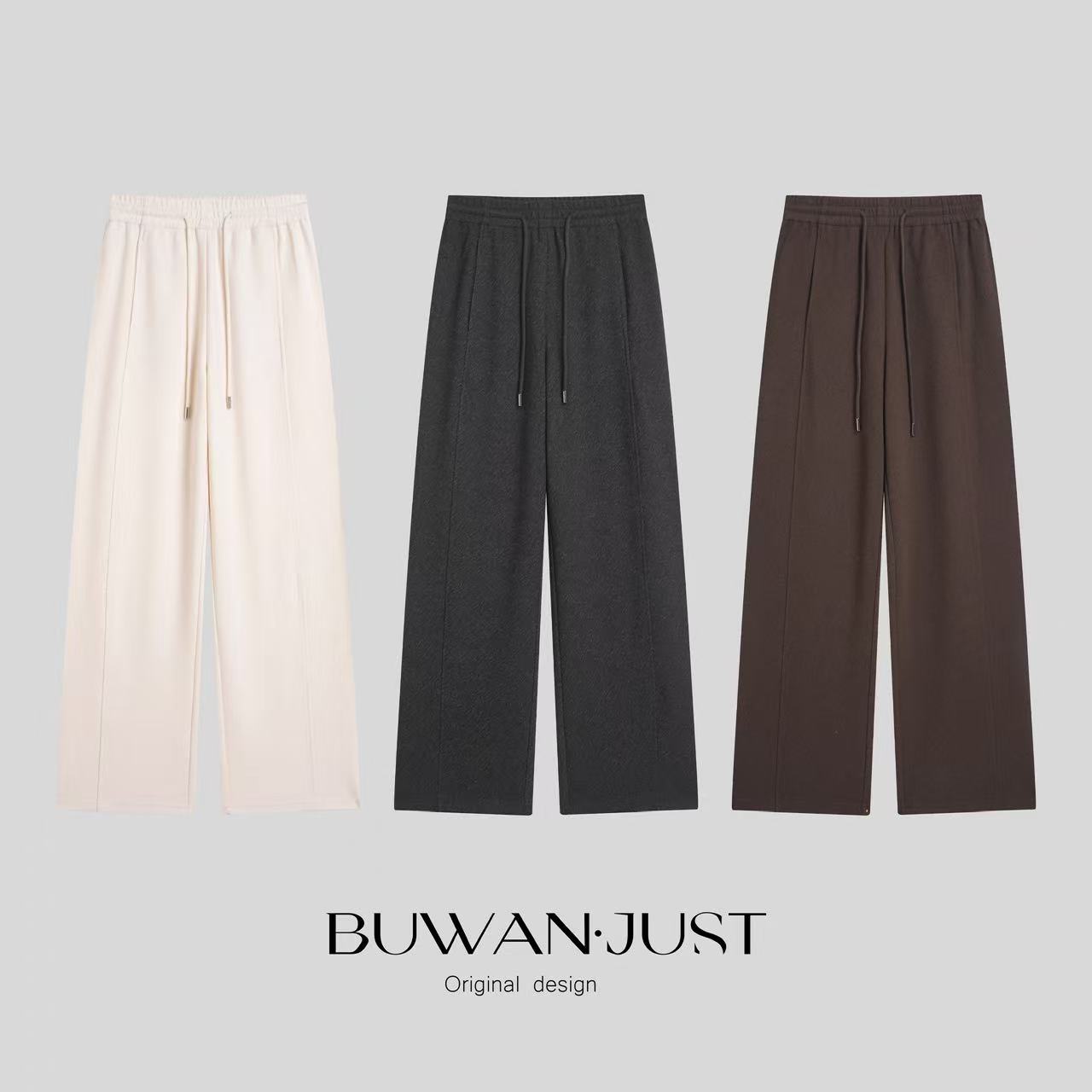 BUWANJUST高品定制山羊绒软糯舒适松紧腰显瘦随心穿休闲裤B2129