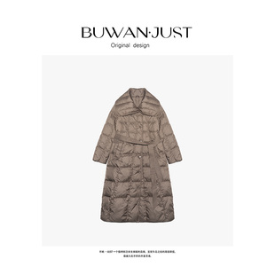 不晚BUWANJUST高品奢牌90大朵绒结构感显瘦气质长款羽绒服B1078