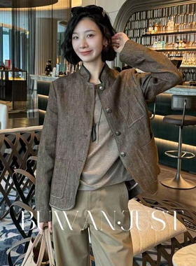 BUWANJUST 高品定制轻奢老钱风立领明显设计帅气外套B1988