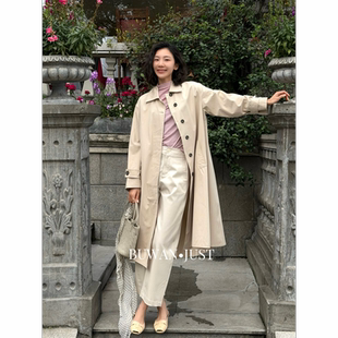 BUWANJUST高品row风定制爽滑新面料翻领大廓形长款 风衣外套B2587