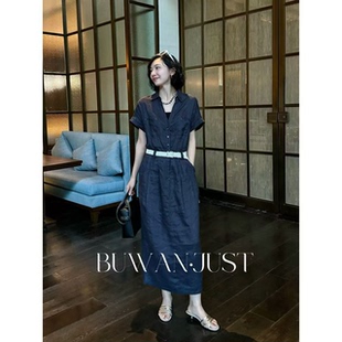 B1881 满分亚麻设计感老钱风配腰带连衣裙 BUWANJUST 高智优雅