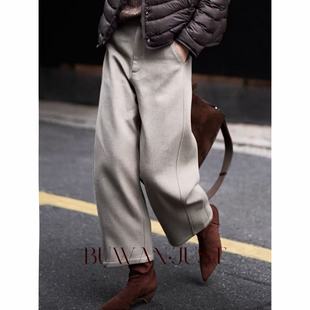 BUWANJUST高品定制秋冬加厚羊毛舒适抗起球配腰带茧型裤 B2209