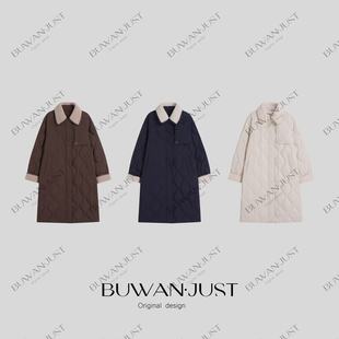 BUWANJUST【长款】高定羊羔毛拼接老钱感长款菱格三防羽绒服B2573