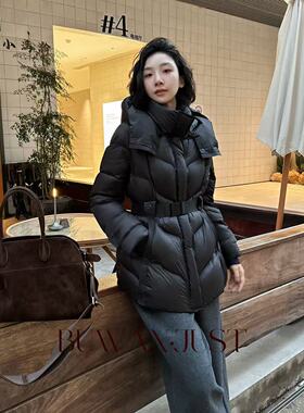 BUWANJUST 匠心顶奢重工90白鹅绒保暖升级连帽收腰鹅绒服 B2320