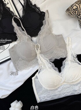 希维尔的秘密0822精致性感拼接蕾丝V领美背时尚轻奢风固定杯裹胸