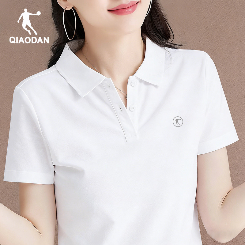 乔丹运动T恤女翻领polo领宽松休闲套头简约百搭款跑步女装短袖T恤