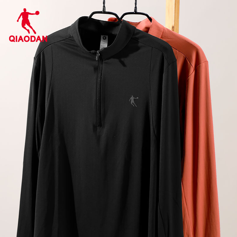乔丹飞影长袖T恤男春秋款立领半拉链上衣跑步速干健身晨跑打底衫