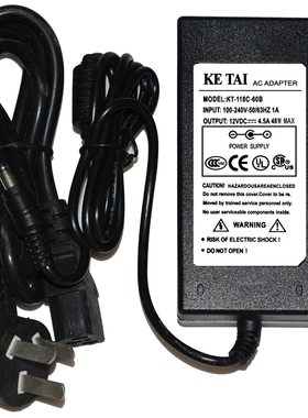 原装KETAI科泰12VDC4.5A 48W MAX电源适配器型号KT-118C-60B