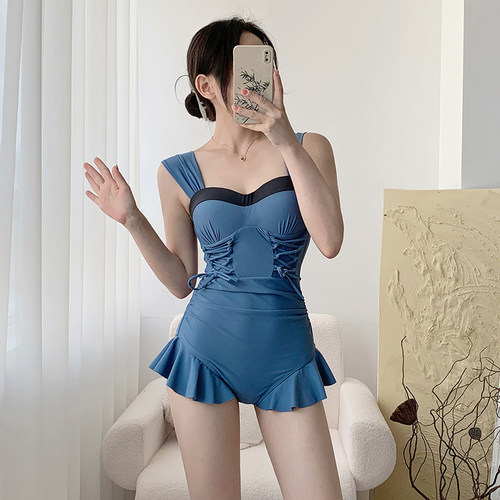 诗凯迪莫兰迪色女连体泳衣