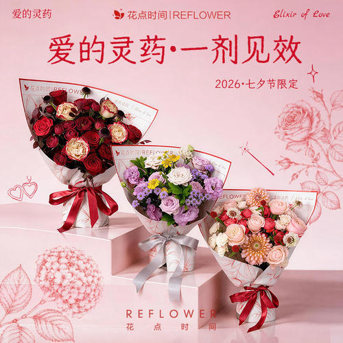 花点时间七夕节鲜花礼品花束鲜花束送女友礼物情人节玫瑰鲜花礼盒