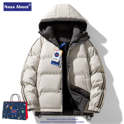 NASA加厚连帽棉衣外套男生冬季保暖情侣棉袄美式潮牌冬装大码