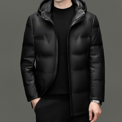 皮衣男中长款防寒服皮衣