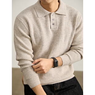 坑条肌理感百搭POLO翻领针织衫 LUUD 雅奢极简抗起球保暖毛衣男士