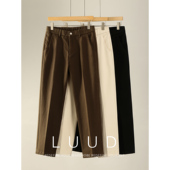 美式 复古纯棉休闲长裤 男秋季 LUUD 简约百搭半松紧腰斜插袋直筒裤