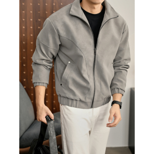 LUUD 做旧树纹肌理拼接双层立领外套 雾面解构线PU皮衣外套冬男季