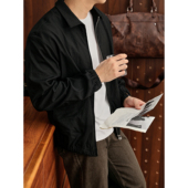 LUUD 型boxy翻领外套 户外防风短宽版 雅痞黑色男士 哈灵顿夹克秋季