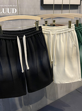 LUUD 渐变色直筒短裤男款抽绳宽松休闲运动中裤潮牌美式五分裤子
