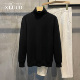 长袖 LUUD 毛衣 复古时尚 纯色外穿版 黑色可翻高领绵羊毛针织衫 冬季