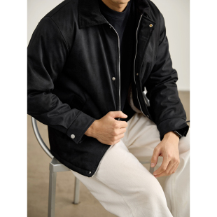 保暖水洗晕染外套 夹克冬季 LUUD 灯芯绒拼接翻领内里加绒加厚男士