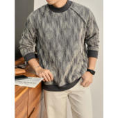 LUUD 男 针织长袖 重磅420g时尚 潮牌蜂窝网渐变纹理卫衣拼接插肩袖