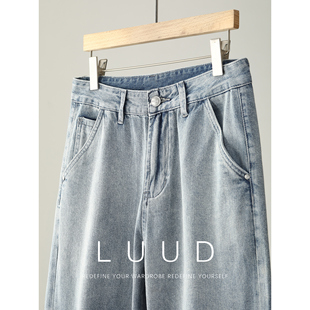 男夏复古Vintage休闲长裤 百搭水洗做旧渐变色直筒牛仔裤 时尚 LUUD