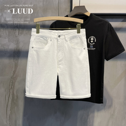LUUD夏季高弹净色黑白两色牛仔裤