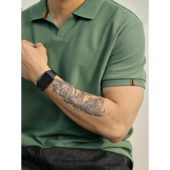 夏季 Polo衫 男士 潮流半开翻领修身 LUUD 保罗衫 森林绿撞色条纹短袖