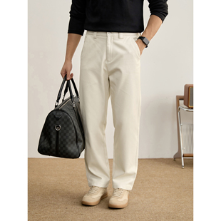 男秋水洗棉纯色极简风长裤 LUUD 儒雅轻熟立体裁剪小直筒休闲西裤