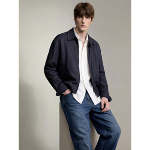 LUUD 型莱赛尔混纺翻领夹克男士 轻盈235g亚麻薄款 外套 boxy短宽版