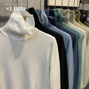 LUUD 保暖可翻领高领毛衣莫代尔针织打底衫高级感纯色修身毛线衣