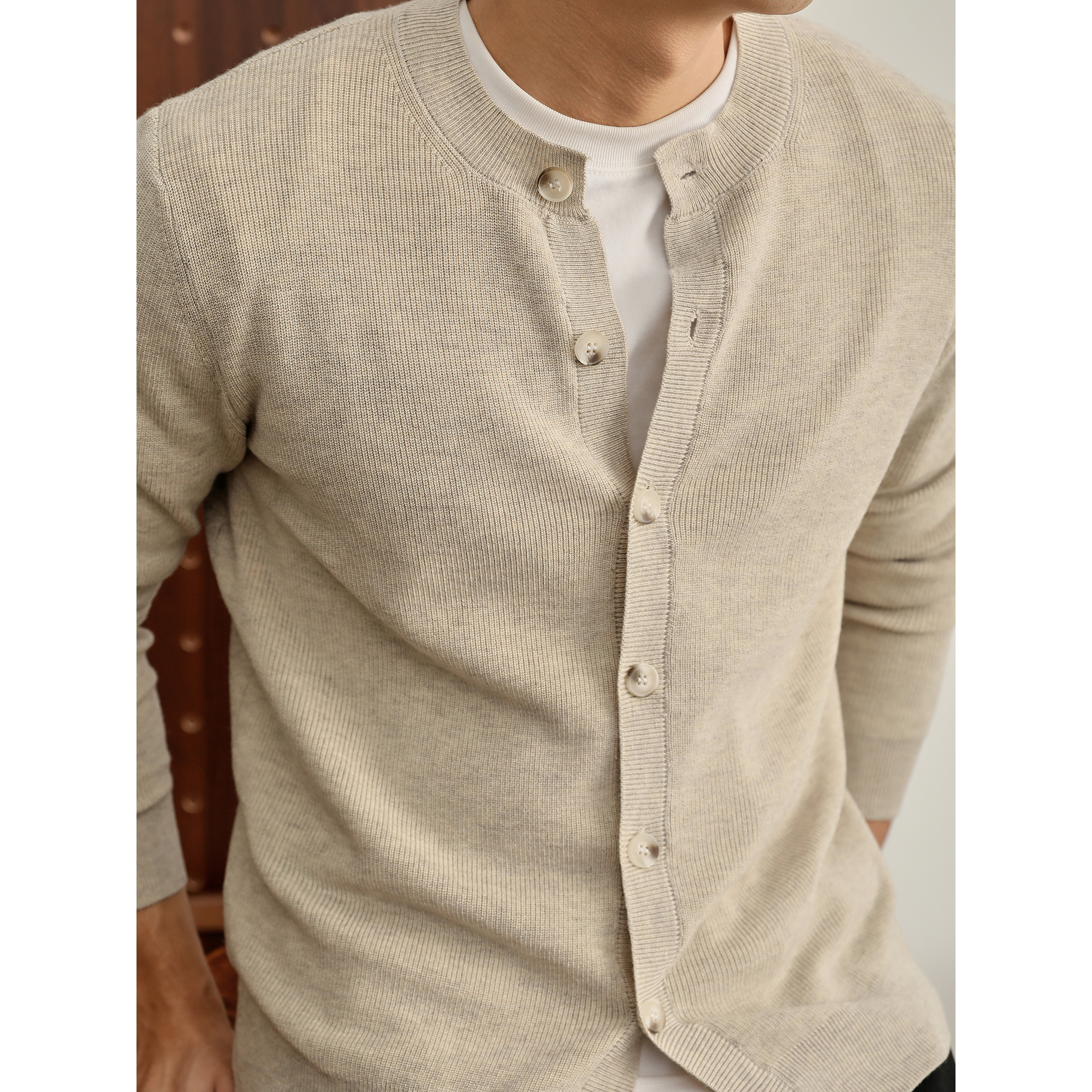 LUUD 轻奢净色软糯针织开衫羊毛混纺垂坠感都市通勤长袖毛衣男士