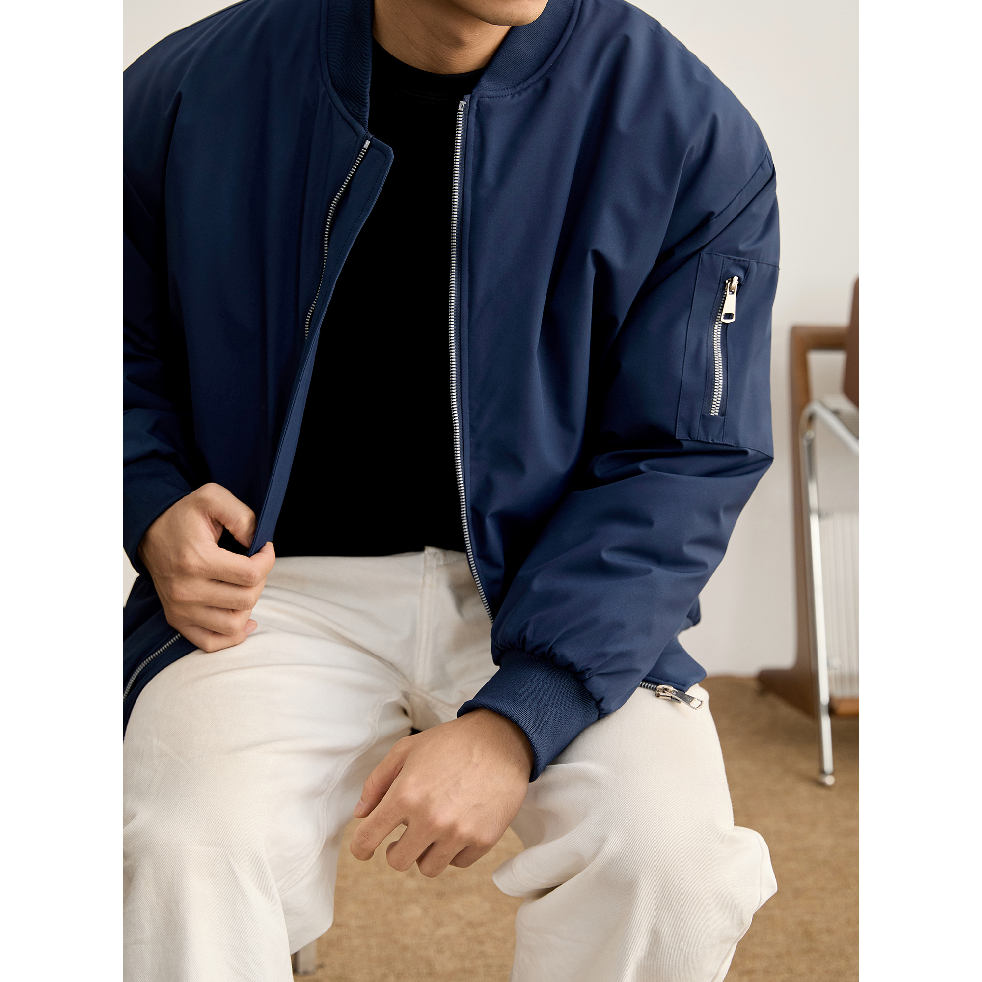 LUUD 美式复古内里夹棉飞行员夹克外套男冬季加厚保暖棒球服棉衣