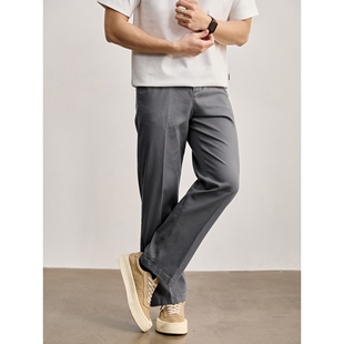 亲肤舒适莱赛尔水洗棉混纺斜纹长裤 直筒休闲裤 半松紧腰男士 LUUD