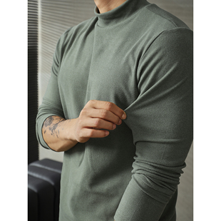 德绒半高领打底衫 保暖中领长袖 男士 磨毛双面厚款 T恤 2025冬季 LUUD