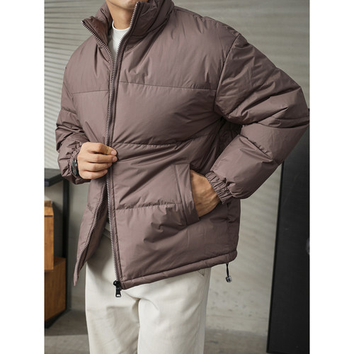 LUUD 净色立领羽绒服男潮流百搭加厚保暖面包服休闲时尚防寒外套