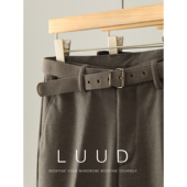 法式 毛呢小直筒长裤 老钱男士 保暖磨毛西裤 LUUD 冬季 腰带款 九分裤