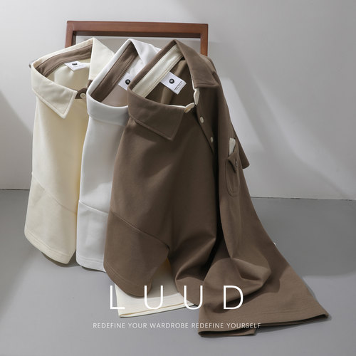 LUUD 复古日系短袖Polo衫男士夏季潮牌宽松百搭休闲T恤翻领体恤衫