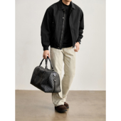 LUUD 设计抗皱免烫翻领夹克男 高级感双门襟防风哈灵顿外套抽褶袖