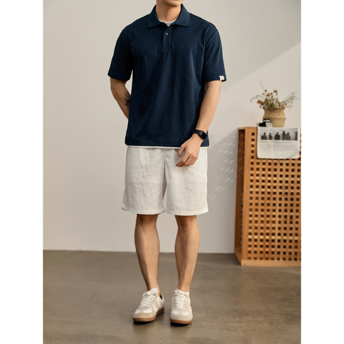 LUUD 夏季透气吸湿假两件拼接翻领POLO衫简约休闲短袖T恤男款上衣