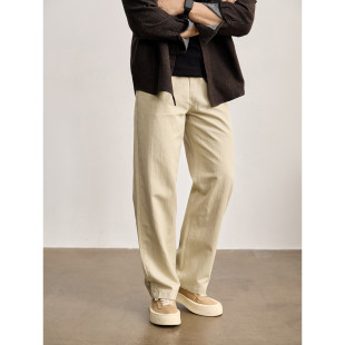 创意口袋亲肤莱赛尔棉混纺长裤 春季 男 斜纹肌理感直筒休闲裤 LUUD