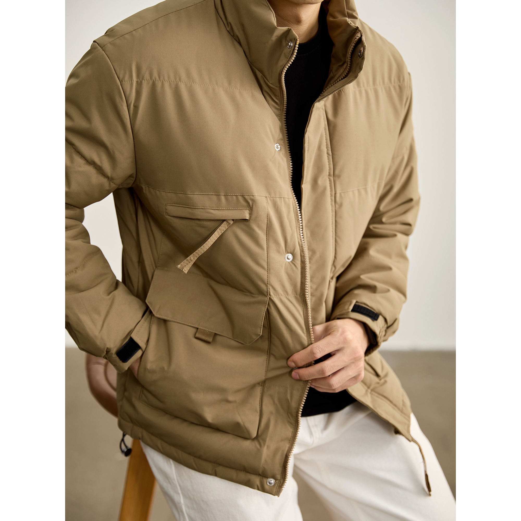 LUUD 机能风多口袋夹棉外套夹克男士冬季保暖防风立领面包服棉衣