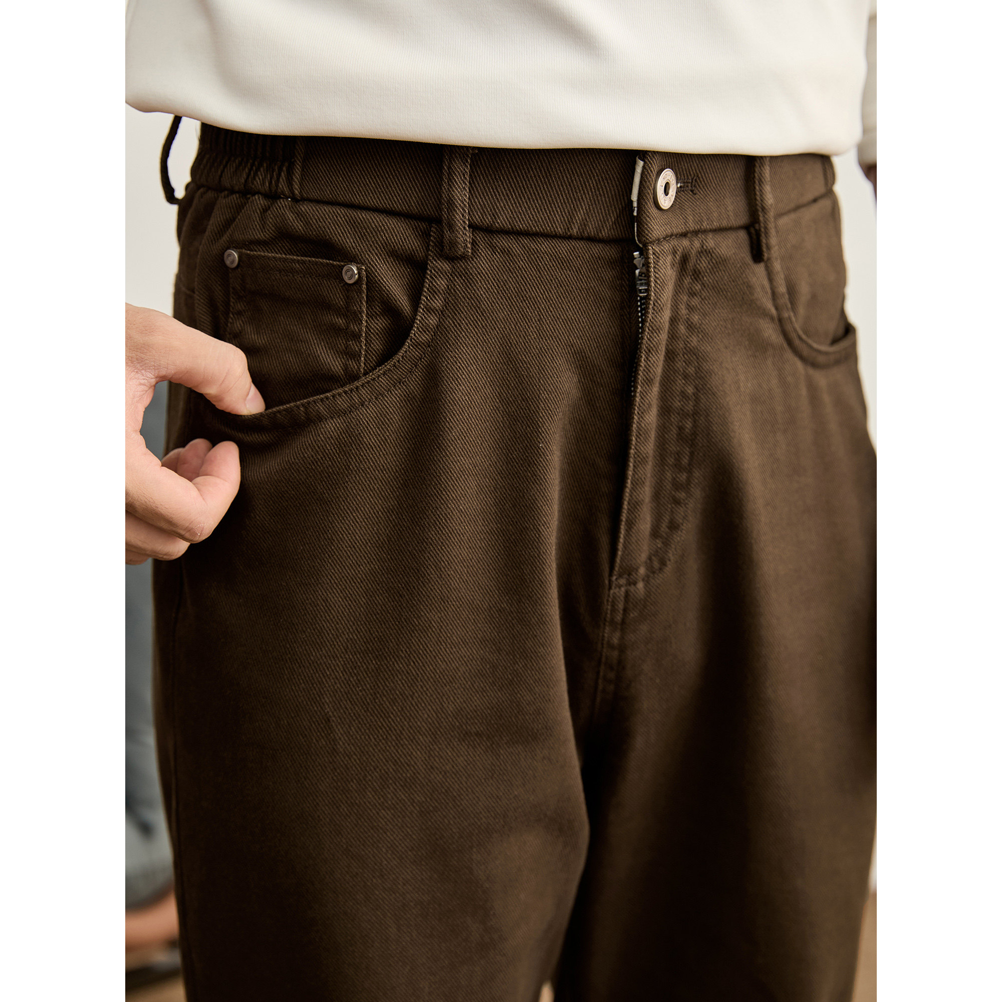 LUUD 美拉德肌理感半松紧腰直筒裤内里磨毛绒保暖御寒休闲裤男冬,男装,休闲裤,淘宝优惠券,粉丝福利购,淘宝优惠卷