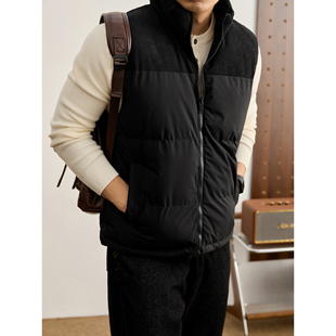 轻盈保暖百搭时尚 立领棉衣马甲冬季 坎肩外套 灯芯绒拼接男士 LUUD