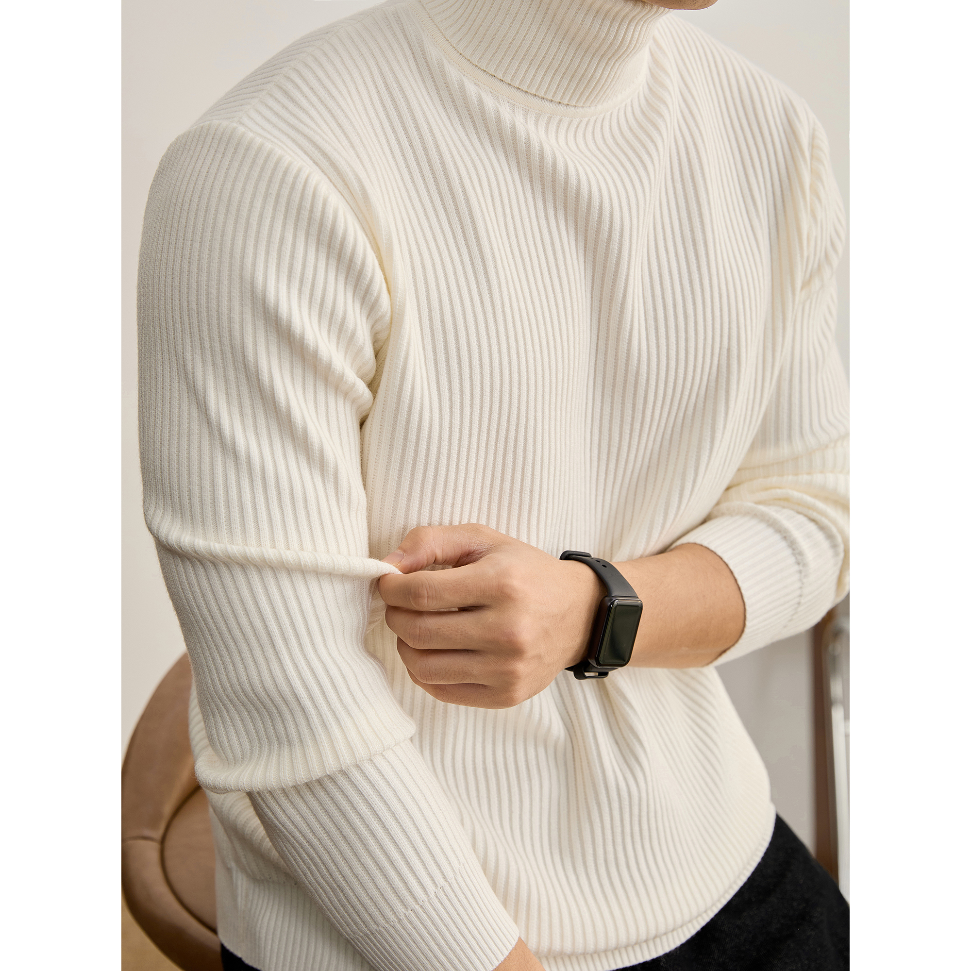 LUUD 高级韩版高领打底针织衫男士秋冬季氛围感纯色套头长袖毛衣