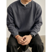 LUUD 假两件小立领重磅550g针织卫衣男双层领口Boxy短宽版 型上衣