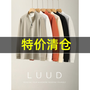 上衣 简约百搭亲肤柔软长袖 特价 7A抗菌水洗棉半拉链立领卫衣男士