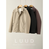 LUUD 极简百搭通勤风翻领夹克男内里保暖夹棉隐藏式 口袋休闲外套